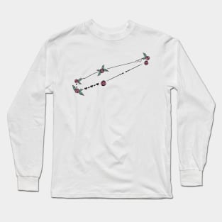 Chamaeleon Constellation Roses and Hearts Doodle Long Sleeve T-Shirt